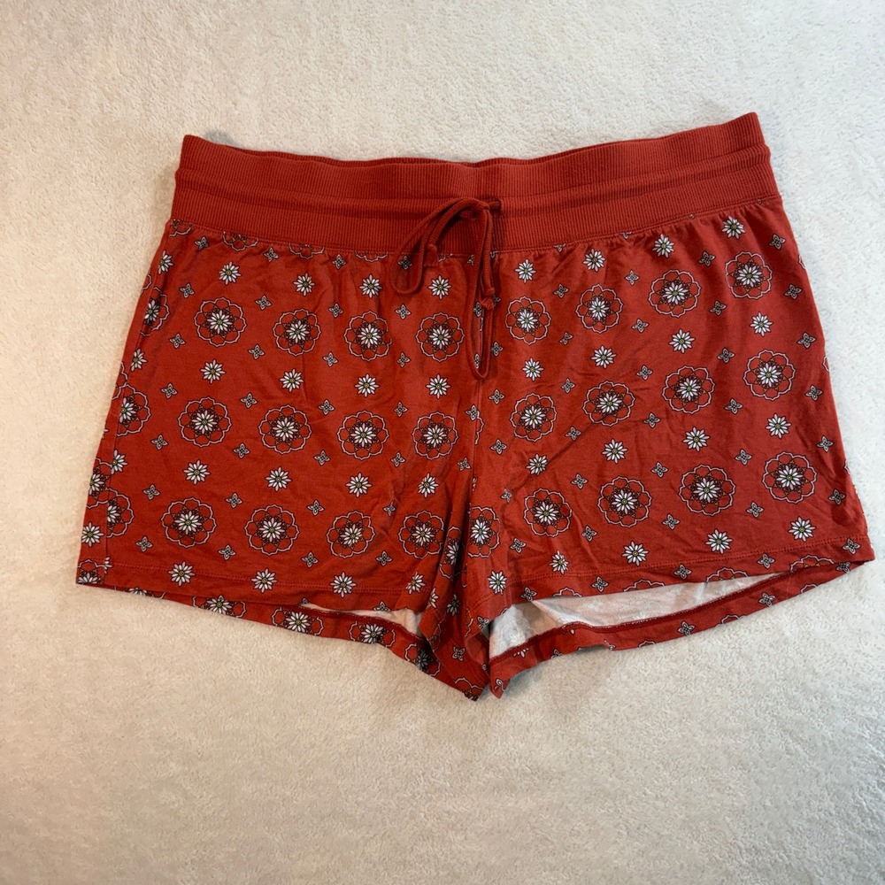 Alfani Intimates Womens XL Rust Red Floral Medallion Pajama Sleep Shorts